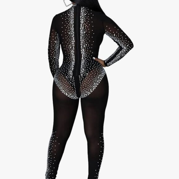 Diamond Glitz Sheer Crystal Jumpsuit - Picture 6 of 13